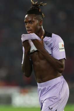 Roma, İtalya 26.9.2024: UEFA Avrupa Ligi 2024-2025 birinci gününde Athletic Bilbao 'dan Nico Williams, Roma' daki Olimpiyat Stadyumu 'nda AS Roman ve Athletic Club Bilbao arasında oynanan futbol karşılaşması.