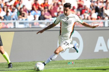 Roma, İtalya 29.09.2024: İtalyan futbolcu Antonio Candela İtalya Futbol Şampiyonası sırasında Serie A Enilive 2024-2025 AS Roma-Venezia FC karşılaşmasını 29 Eylül 2024 'te Roma' daki Stadio Olimpico 'da gerçekleştirdi..