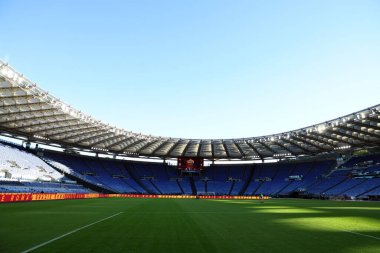 Roma, İtalya 29.09.2024: İtalya futbol şampiyonası sonunda boş Olimpiyat Stadyumu Serie A Enilive 2024-2025 maçında AS Roman-Venezia FC ile 29 Eylül 2024 'te Roma' daki Stadio Olimpico 'da karşılaşacak..