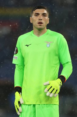 Roma, İtalya 03.10.2024: Uefa Avrupa Ligi 2024-2025, 2. gün, Uefa Avrupa Ligi sırasında Christos Mandas, SS Lazio ile Ogc Nice arasında Roma Olimpiyat Stadyumu 'nda oynanan futbol karşılaşması.