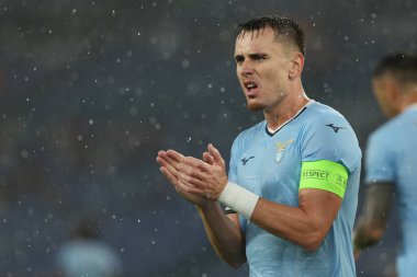 Roma, İtalya 03.10.2024: Uefa Avrupa Ligi 2024-2025, 2. gün, Uefa Avrupa Ligi Patriği, SS Lazio ile Ogc Nice arasındaki futbol maçı Roma Olimpiyat Stadyumu 'nda..