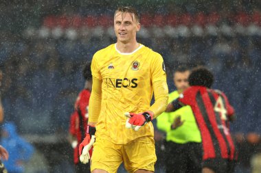 Roma, İtalya 03.10.2024: Uefa Avrupa Ligi 2024-2025, 2. gün, Uefa Avrupa Ligi 'nde Marcin Bulka, SS Lazio ile Ogc Nice arasında Roma Olimpiyat Stadyumu' nda oynanan karşılaşma..