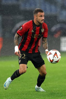 Roma, İtalya 03.10.2024: Uefa Avrupa Ligi 2024-2025, 2. gün, SS Lazio ile Ogc Nice arasındaki futbol maçı Roma Olimpiyat Stadyumu 'nda oynanacak..