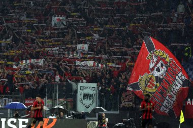 Roma, İtalya 03.10.2024: Uefa Avrupa Ligi 2024-2025, 2. gün, Uefa Avrupa Ligi 'nin güzel taraftarları, SS Lazio ve Ogc Nice arasında Roma Olimpiyat Stadyumu' nda oynanan maç..