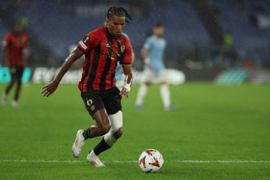 Roma, İtalya 03.10.2024: Uefa Avrupa Ligi 2024-2025 'te Nice' li Hicham Boudaoui, 2. gün, SS Lazio ile Ogc Nice arasında Roma Olimpiyat Stadyumu 'nda oynanan futbol karşılaşması.