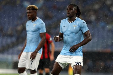Roma, İtalya 03.10.2024: Uefa Avrupa Ligi 2024-2025, 2. gün, Uefa Avrupa Ligi sırasında Loum Tchaouna of Lazio - Ogc Nice arasında Roma Olimpiyat Stadyumu 'nda oynanan maç..