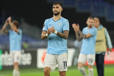 Roma, İtalya 03.10.2024: Lazio 'dan Taty Castellanos 2024-2025 Uefa Avrupa Ligi' nin ikinci gününde Roma 'daki Olimpiyat Stadyumu' nda SS Lazio ve Ogc Nice arasında oynanan futbol karşılaşmasında zaferi kutladı..