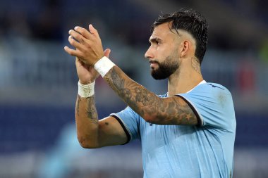 Roma, İtalya 03.10.2024: Lazio 'dan Taty Castellanos 2024-2025 Uefa Avrupa Ligi' nin ikinci gününde Roma 'daki Olimpiyat Stadyumu' nda SS Lazio ve Ogc Nice arasında oynanan futbol karşılaşmasında zaferi kutladı..
