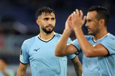 Roma, İtalya 03.10.2024: Lazio 'dan Taty Castellanos 2024-2025 Uefa Avrupa Ligi' nin ikinci gününde Roma 'daki Olimpiyat Stadyumu' nda SS Lazio ve Ogc Nice arasında oynanan futbol karşılaşmasında zaferi kutladı..