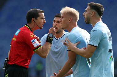 Roma, İtalya 6.10.2024: Lazio 'lu Ayroldi, İtalyan futbolcu Gustav Isaksen Serie A Enilive 2024-2025 karşılaşmasında SS Lazio Empoli FC ile 6 Ekim 2024' te Roma 'daki Stadio Olimpico' da karşılaşacak..