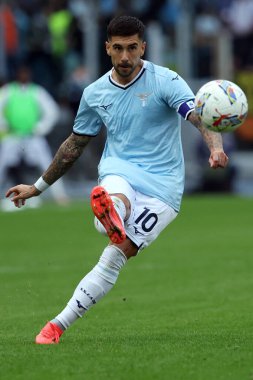Roma, İtalya 6.10.2024: Lazio 'lu Mattia Zaccagni İtalya Futbol Şampiyonası sırasında Serie A Enilive 2024-2025 karşılaşmasında SS Lazio - Empoli FC karşılaşmasında 6 Ekim 2024' te Roma 'daki Stadio Olimpico' da.