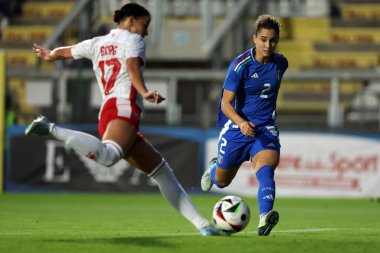 Roma, İtalya 25.10.2024: İtalya 'dan Angelica Soffia, İtalya ile Malta arasında 25 Ekim 2024' te İtalya 'nın başkenti Roma' da oynanan Uluslararası Arkadaş Canlısı Kadın karşılaşmasında