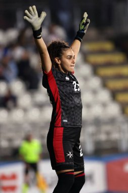 Roma, İtalya 25.10.2024: Maltalı Patricia Ebejer, İtalya ile Malta arasında 25 Ekim 2024 tarihinde İtalya 'nın başkenti Roma' da oynanan Stadio Tre Fontane 'de oynanan Uluslararası Dost Kadın karşılaşmasında