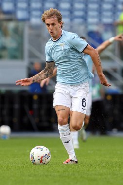 Roma, İtalya 27.10.2024: İtalyan futbolu şampiyonluğu sırasındaki Nicolo Rovella Serie A Enilive 2024-2025 karşılaşması sırasında 27 Ekim 2024 'te Roma' daki Stadio Olimpico 'da SS Lazio ile Genoa FC karşılaşması.