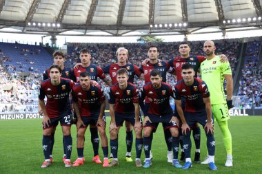 Roma, İtalya 27.10.2024: Cenova takımı, 27 Ekim 2024 'te Roma' daki Stadio Olimpico 'da oynanan SS Lazio - Genoa FC karşılaşmasından önce İtalya futbol şampiyonası Serie A Enilive 2025 maçına çıktı..