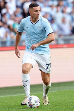Roma, İtalya 27.10.2024: Lazio 'lu Adam Marusiç İtalyan futbol şampiyonası sırasında Serie A Enilive 2024-2025 karşılaşmasında SS Lazio, Cenova FC' ye karşı Roma 'daki Stadio Olimpico' da 27 Ekim 2024.