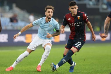 Roma, İtalya 27.10.2024: Lazio 'lu Castrovillari, İtalya Futbol Şampiyonası sırasında Cenova' lı Johan Vasquez Serie A Enilive 2024-2025 karşılaşmasında SS Lazio ile Genoa FC 27 Ekim 2024 'de Roma' daki Stadio Olimpico 'da karşılaşacak..
