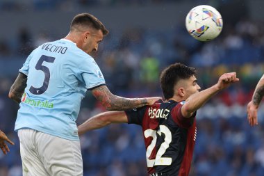 Roma, İtalya 27.10.2024: Lazio 'lu Matias Vecino, İtalya futbol şampiyonası Serie A Enilive 2024-2025 karşılaşmasında golü attı ve 27 Ekim 2024' te Roma 'daki Stadio Olimpico' da SS Lazio 'ya karşı Cenova FC karşılaşmasını takımla birlikte kutladı..
