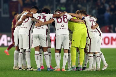Roma, İtalya 31.10.2024: İtalyan futbol şampiyonasından önce Torino oyuncuları Serie A Enilive 2024-2025 maçında AS Roman ve Torino Fc 31 Ekim 2024 'te Roma' daki Stadio Olimpico 'da karşı karşıya geldiler..