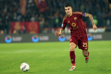 Roma, İtalya 31.10.2024: İtalyan futbol şampiyonluğu sırasında Roma 'dan Gianluca Mancini Serie A Enilive 2024-2025 maçında AS Romanlar Torino Fc' ye karşı 31 Ekim 2024 'te Roma' daki Stadio Olimpico 'da oynanan karşılaşma.