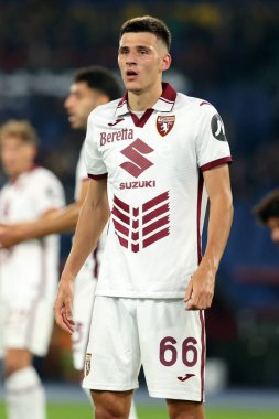 Roma, İtalya 31.10.2024: İtalyan futbolcu Gvidas Gineitis İtalya Futbol Şampiyonası Serie A Enilive 2024-2025 maçında AS Romanlar Torino Fc 'e karşı 31 Ekim 2024' te Roma 'da Stadio Olimpico' da.