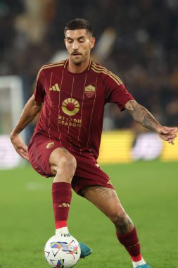 Roma, İtalya 31.10.2024: İtalyan futbol şampiyonluğu sırasında Roma 'dan Gianluca Mancini Serie A Enilive 2024-2025 maçında AS Romanlar Torino Fc' ye karşı 31 Ekim 2024 'te Roma' daki Stadio Olimpico 'da oynanan karşılaşma.