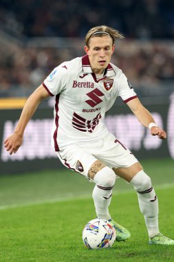 Roma, İtalya 31.10.2024: Torino 'lu Marcus Pedersen İtalya futbol şampiyonası sırasında Serie A Enilive 2024-2025 maçında AS Romanlar Torino Fc' ye karşı 31 Ekim 2024 'te Roma' da Stadio Olimpico 'da.