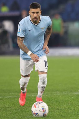 Roma, İtalya 4.11.2024: Lazio 'dan Mattia Zaccagni gol cezası aldı ve İtalya futbol şampiyonası Serie A Enilive 2024-2025 karşılaşmasında takımla birlikte kutladı: SS Lazio - Cagliari Calcio maçı 4 Kasım 2024' te Roma 'da Stadio Olimpico' da.