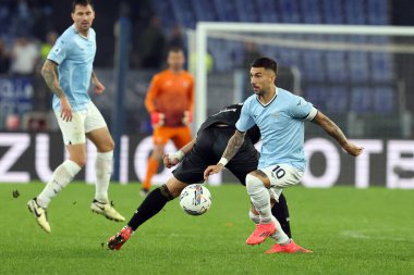 Roma, İtalya 4.11.2024: Lazio 'lu Mattia Zaccagni İtalya Futbol Şampiyonası sırasında Serie A Enilive 2024-2025 karşılaşmasında SS Lazio, Cagliari Calcio' ya karşı 4 Kasım 2024 'te Roma' da Stadio Olimpico 'da oynanan karşılaşma..