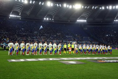 Roma, İtalya 07.11.2024: Uefa Avrupa Ligi 2024-2025, 4. gün açılış töreni, SS Lazio Fc Porto ile 7 Kasım 2024 'te Roma Olimpiyat Stadyumu' nda oynanan futbol karşılaşması.