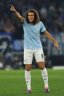 Roma, İtalya 07.11.2024: Lazio 'lu Matteo Guendouzi Uefa Avrupa Ligi 2024-2025, 4. gün, SS Lazio Fc Porto ile 7 Kasım 2024' de Roma Olimpiyat Stadyumu 'nda oynanan futbol karşılaşması sırasında.