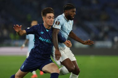 Roma, İtalya 07.11.2024: Porto fabio Vieira, Uefa Avrupa Ligi 2024-2025 gününde Lazio Nuno Tavares, 4. Gün, SS Lazio Fc Porto ile 7 Kasım 2024 'te Roma Olimpiyat Stadyumu' nda oynanan futbol karşılaşması..