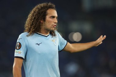 Roma, İtalya 07.11.2024: Lazio 'lu Matteo Guendouzi Uefa Avrupa Ligi 2024-2025, 4. gün, SS Lazio Fc Porto ile 7 Kasım 2024' de Roma Olimpiyat Stadyumu 'nda oynanan futbol karşılaşması sırasında.