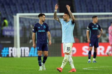 Roma, İtalya 07.11.2024: Lazio 'dan Mattia Zaccagni, 7 Kasım 2024' te Roma 'daki Olimpiyat Stadyumu' nda SS Lazio ile Fc Porto arasında oynanan 2024-2025 Uefa Avrupa Ligi 4..