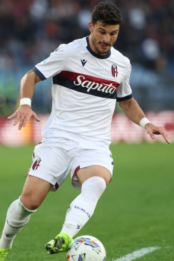 Roma, İtalya 10.11.2024: Bologna 'lı Riccardo Orsolini golü attı ve İtalya futbol şampiyonası Serie A Enilive 2024-2025 maçında Roma' daki Stadio Olimpico 'da AS Roma - Bologna FC 1909.