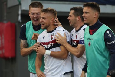 Roma, İtalya 10.11.2024: Bologna 'dan Jesper Karlsson golü attı ve İtalya futbol şampiyonası Serie A Enilive 2024-2025 maçında Roma' daki Stadio Olimpico 'da AS Roma - Bologna FC 1909.