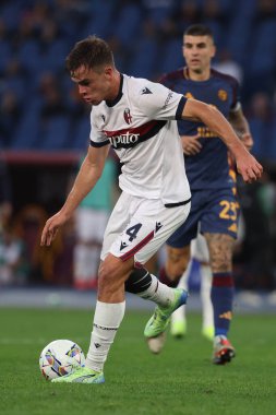 Roma, İtalya 10.11.2024: İtalya futbol şampiyonluğu sırasındaki Thijs Dallinga Serie A Enilive 2024-2025 maçında Roma 'daki Stadio Olimpico' da AS Roman - Bologna FC 1909.