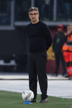 Roma, İtalya 10.11.2024: İtalyan futbol şampiyonası sırasında İvan Juriç 'in Roma teknik direktörü Serie A Enilive 2024-2025 maçında AS Roman Bologna FC 1909 Roma' daki Stadio Olimpico 'da karşılaşacak..