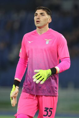 Roma, İtalya 28.11.2024: Uefa Avrupa Ligi 2024-2025, 5. gün, Uefa Avrupa Ligi sırasında Christos Mandas, SS Lazio ile Ludogorets Razgrad arasında Roma Olimpiyat Stadyumu 'nda oynanan futbol karşılaşması.