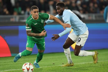 Roma, İtalya 28.11.2024: Ludogoret 'ten Erick Marcus, 2024-2025 Uefa Avrupa Ligi' nde Lazio Boulaye Dia, 5. gün, SS Lazio Ludogorets Razgrad 'a karşı Roma Olimpiyat Stadyumu' nda oynanan futbol karşılaşması..