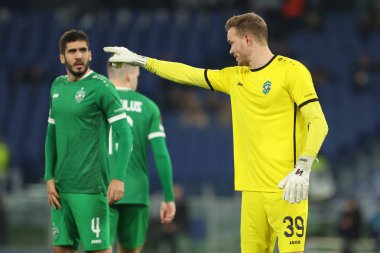 Rome, Italy 28.11.2024: Dinis Almeida of Ludogorets , Hendrik Bonmann of Ludogorets   during the Uefa Europa League 2024-2025, day 5, football match between SS Lazio vs Ludogorets Razgrad at Olympic Stadium in Rome. clipart