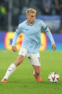 Roma, İtalya 28.11.2024: Uefa Avrupa Ligi 2024-2025, 5. gün, Uefa Avrupa Ligi 'nde Gustav Isaksen, SS Lazio ile Ludogorets Razgrad arasındaki futbol karşılaşması Roma Olimpiyat Stadyumu' nda gerçekleşti..