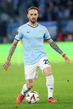 Roma, İtalya 28.11.2024: Uefa Avrupa Ligi 2024-2025, 5. gün Manuel Lazzari, SS Lazio Ludogorets Razgrad ile Roma Olimpiyat Stadyumu 'nda oynanan futbol karşılaşması.