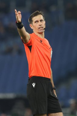 Roma, İtalya 28.11.2024: Uefa Avrupa Ligi 2024-2025, 5. gün hakem Glenn Nyberg, SS Lazio ile Ludogorets Razgrad arasındaki futbol maçı Roma Olimpiyat Stadyumu 'nda..