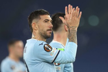 Roma, İtalya 28.11.2024: Lazio 'dan Mattia Zaccagni, Uefa Avrupa Ligi 2024-2025 sezonunun sonunda Lazio Patriği, 5. gün, SS Lazio Ludogorets Razgrad' a karşı Roma Olimpiyat Stadyumu 'nda oynanan futbol maçı.