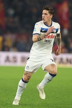Roma, İtalya 2.12.2024: İtalya Futbol Şampiyonası sırasında Atalantalı Nicolo Zaniolo Serie A Enilive 2024-2025 Roma - Atalanta Bergamasca Calcio maçında 2 Aralık 2024 'te Roma' da Stadio Olimpico 'da.