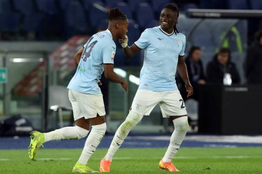 Roma, İtalya 5.12.2024: Lazio 'dan Tijjani Noslin golü attı ve İtalya futbol karşılaşması Freccia Rossa Coppa Italia (İtalya Kupası) 2024-2025 SS Lazio, Roma' daki Olimpiyat stadyumunda SSC Napoli 'ye karşı.