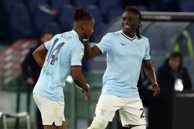 Roma, İtalya 5.12.2024: Lazio 'dan Tijjani Noslin golü attı ve İtalya futbol karşılaşması Freccia Rossa Coppa Italia (İtalya Kupası) 2024-2025 SS Lazio, Roma' daki Olimpiyat stadyumunda SSC Napoli 'ye karşı.