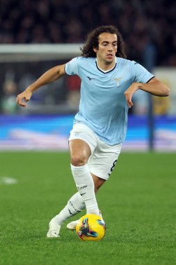 Roma, İtalya 5.12.2024: İtalyan futbolcu Matteo Guendouzi İtalyan futbol karşılaşmasında Freccia Rossa Coppa Italia (İtalya Kupası) 2024-2025 SS Lazio 'ya karşı SSC Napoli Roma Olimpiyat Stadyumu' nda.