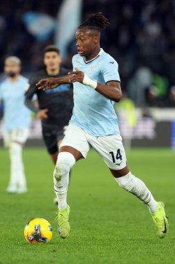 Roma, İtalya 5.12.2024: İtalyan futbol karşılaşmasında Lazio 'lu Tijjjani Noslin Freccia Rossa Coppa Italia (İtalya Kupası) 2024-2025 SS Lazio SSC Napoli' ye karşı Roma Olimpiyat Stadyumu 'nda.